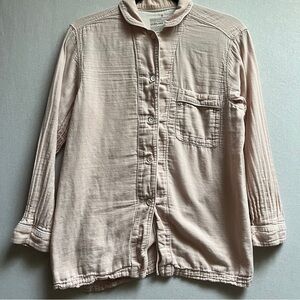 Muji Pink Double Gauze 100% Cotton Button Up Pajama Loungewear Shirt Small